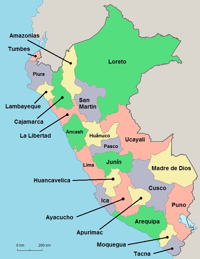 州-ペルーの地図