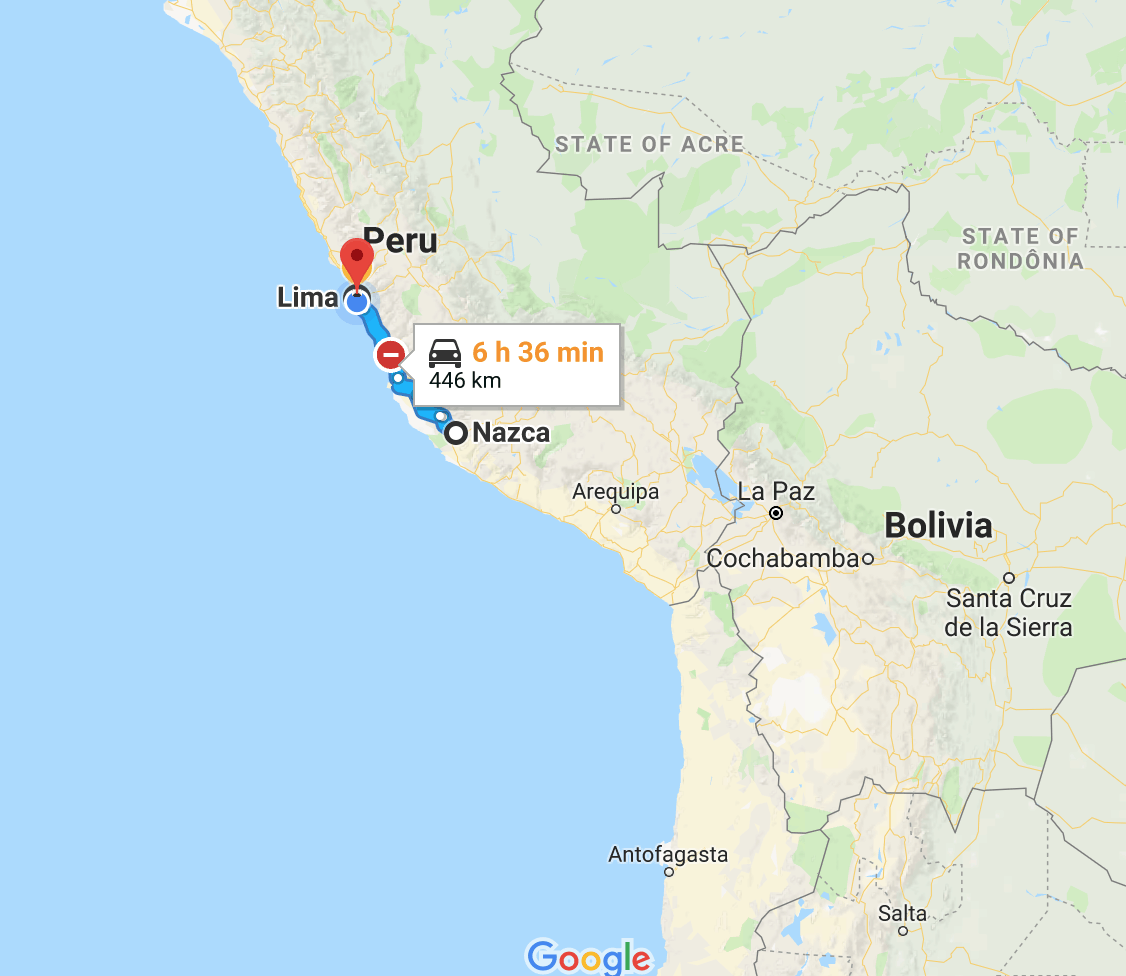 travel time lima to nazca